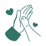 Un'icona in stile doodle che rappresenta una mano e una zampa insieme, simbolo dell'amicizia tra uomo e animali